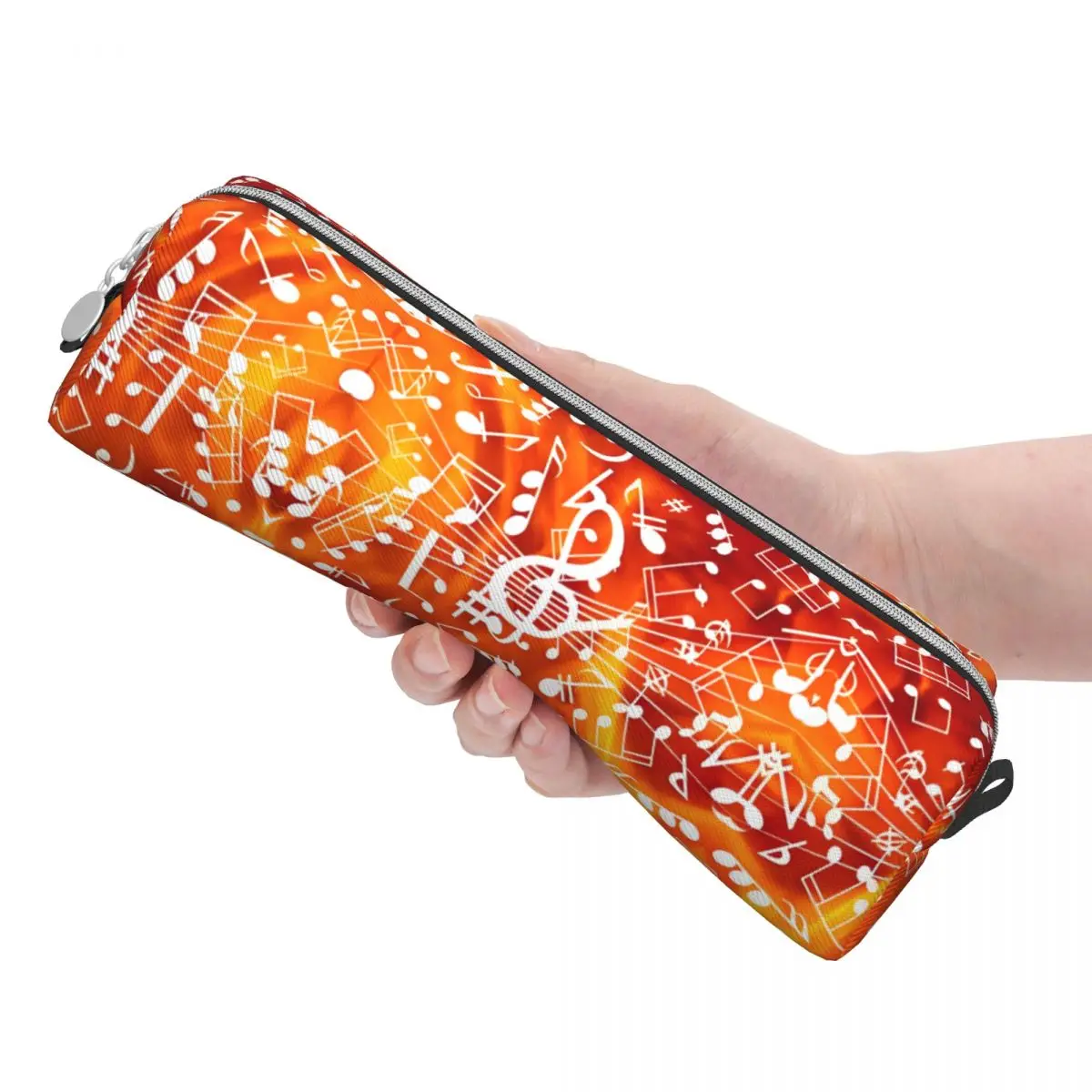 Piano Music Note Flames Pattern Pencil Case Pen Bag Student Big Capacity School Supplies Zipper Pencilcases