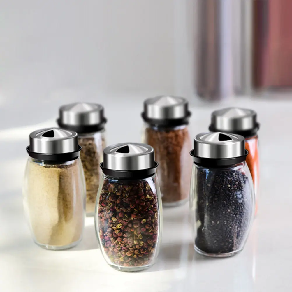Rotary Spice Jar Premium Glass Seasoning Box Kitchen Salt Pepper Powder Container Organizer Rotary Spice Jar Seasoning Box