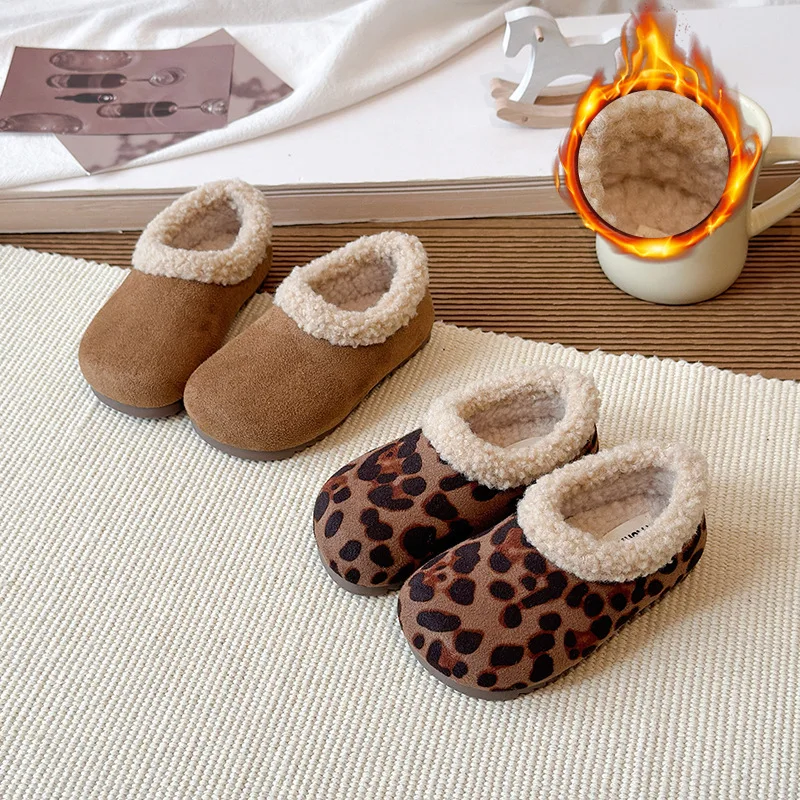 

Girls' Plush Shoes New Winter Children's Warm Cotton Shoes Kids Treasure Soft-soled Flats Footwear Size 21-33