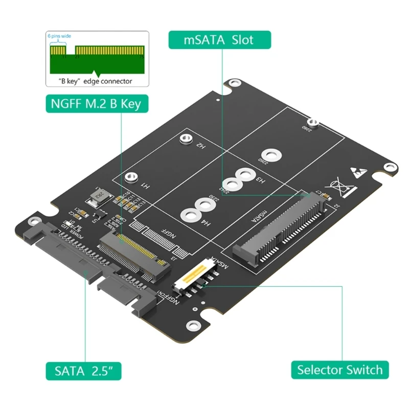 Fast Speed M.2 NGFF & mSATA to SATA3.0 Drive Converters Card for Data Transfer  D2RC