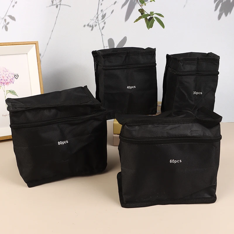 30/40/60/80 Pcs Markers Pen Black Storage Bag Massive Large Capacity Zipper Folding Art Markers Zipper Canvas Pencil Bag