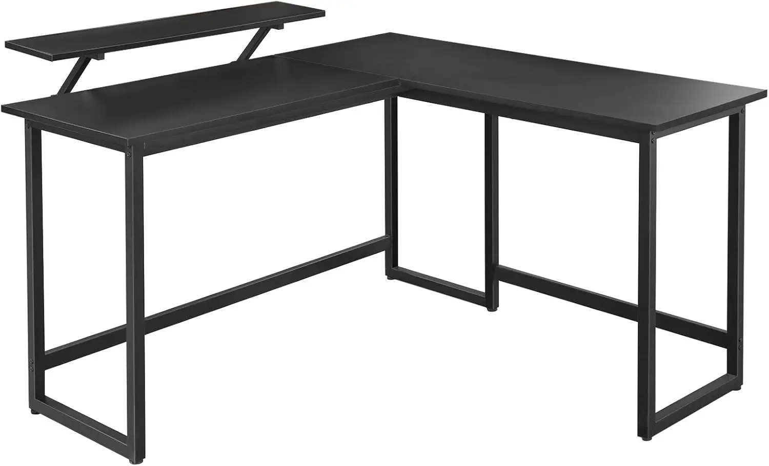 

L-Shaped Computer Desk, Industrial Workstation for Home Office Study Writing and Gaming, Space-Saving, 55.1”D x 51.2”W, Black