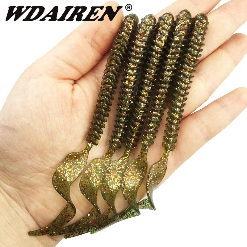 

5 Pcs Jig Wobbler Worm Soft Bait 10.5cm 3g Fishing Lures Spiral Long Tail Swimbaits Artificial Rubber Baits Bass Fishing Tackle