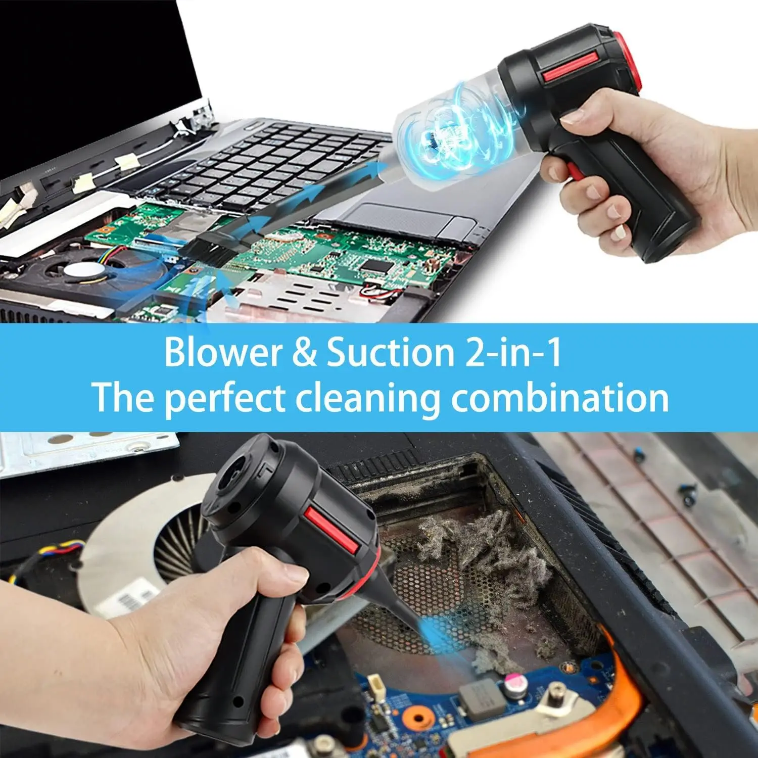 مكنسة كهربائية للكمبيوتر منفضة الهواء لتنظيف لوحة المفاتيح - منفضة هواء معلبة لاسلكية ومنفاخ هواء قوي ومنفاخ هواء #3