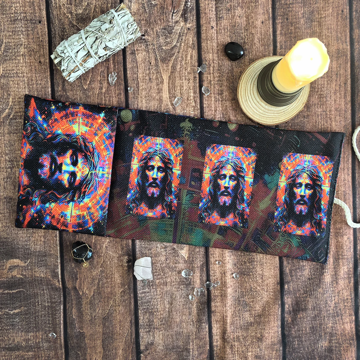 

Printed Colorful Jesus Pattern Tarot Storage Bag Divination Bag Mysterious Decor Wrap Pouch Tarot Table Cloth Storage Pouch
