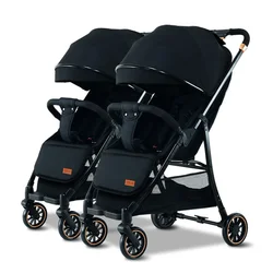 Twin Strollers Double Can Sit and Lie Down Portable Folding High View Pushcart Twin Baby Stroller