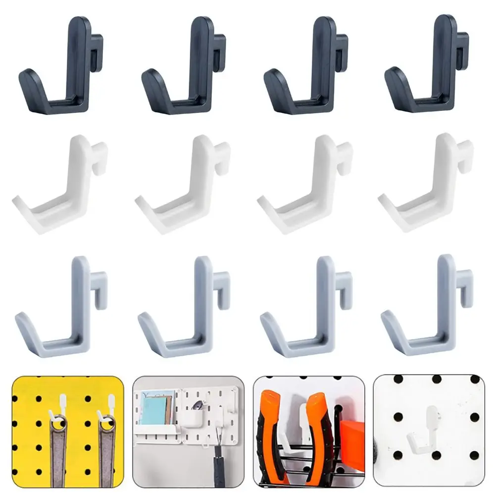 10Pcs Storage Rack Organizer Hole Board Hook Hardware Tool Wall Mount Oblique Hanger J Shape Utility Locking Kit Pegboard Hook