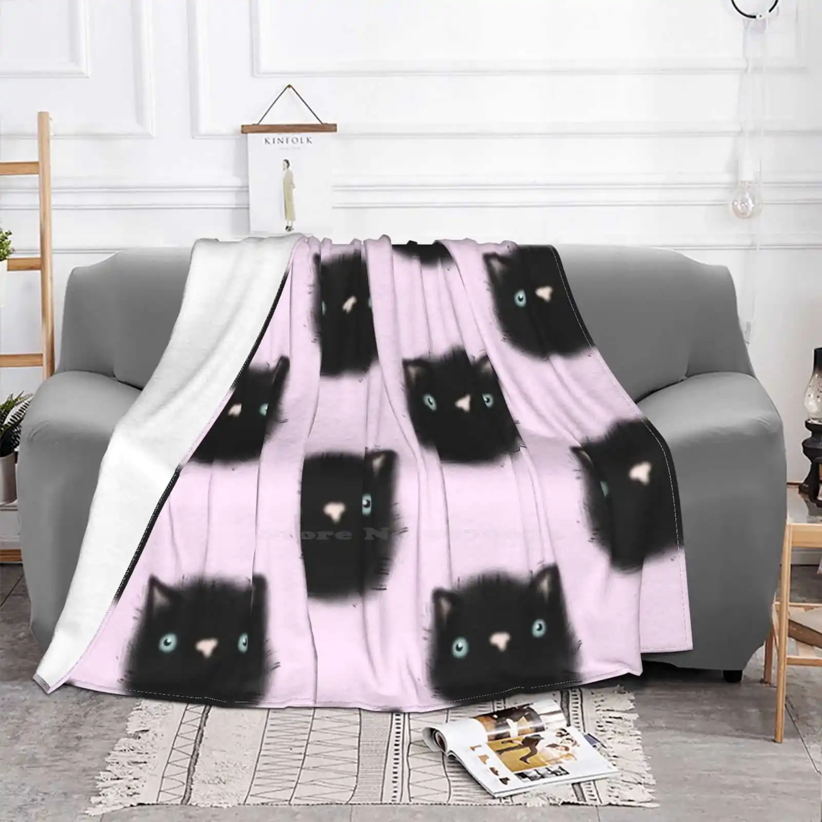 Fluffy Kitten Zipper Pouch All Sizes Soft Cover Blanket Home Decor Bedding Cat Lover Crazy Cat Lady Kitten Cute Fluffy Black Cat