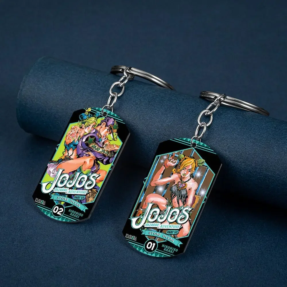 Anime JoJo\'s Bizarre Adventure Keychain for Fans Stone Ocean Jolyne Cujoh Cosplay Stainless Steel Keychain Comic Jewelry