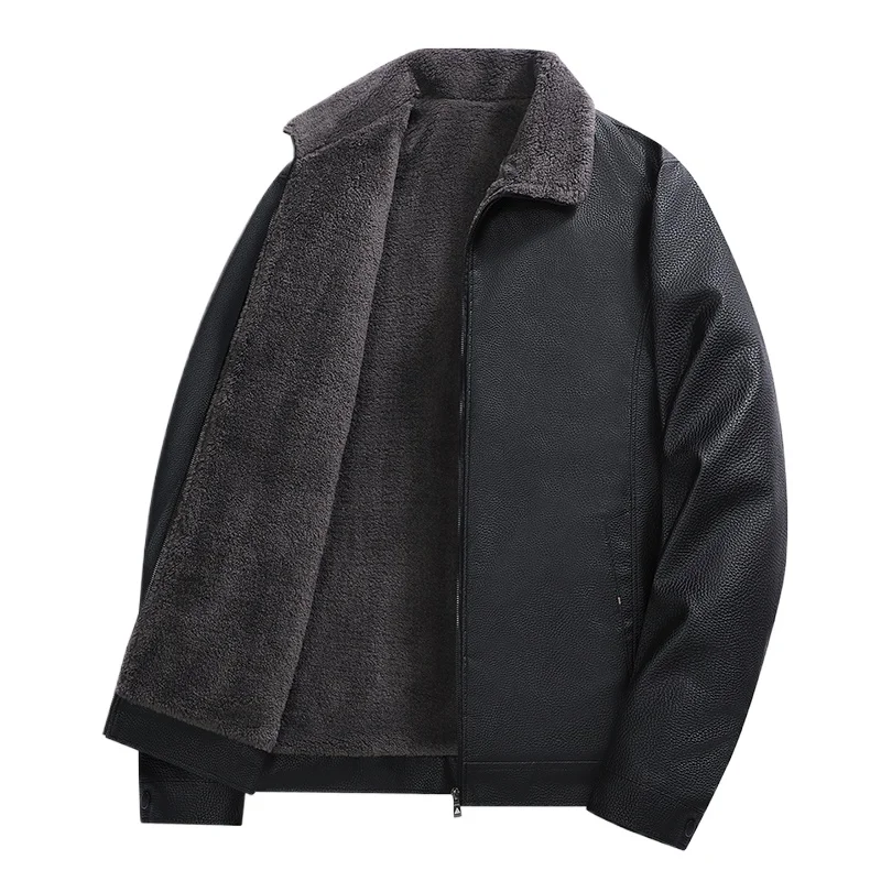 

For Autumn and Winter Add Fleece and Thickened Warm Coats Stand-up Collar Leather Jackets and Men's Overcoats with Suede Collars