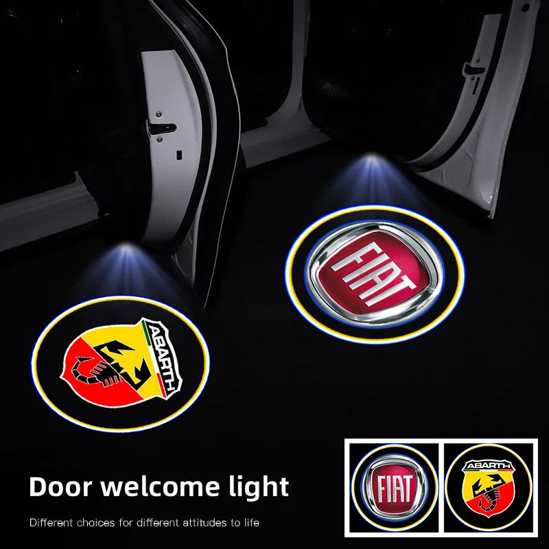 2 Peças de Lâmpadas Projetoras LED para Portas de Carro, Luzes de Boas-Vindas, Acessórios para FIAT Abarth 500 Tipo FR Punto Ducato Abarth Stilo Palio Bravo