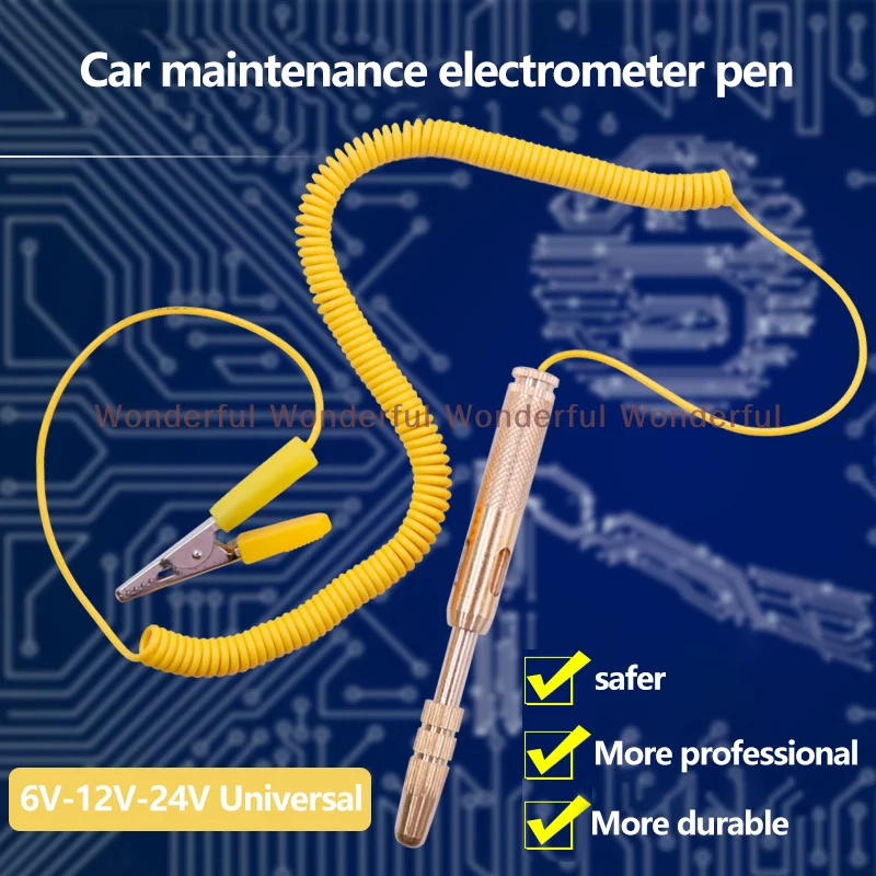 Probador de circuito de luz de coche, lámpara de prueba de voltaje, Detector de pluma, sonda, sistema de luz, herramientas de diagnóstico de prueba DC 6V 12V 24V cobre