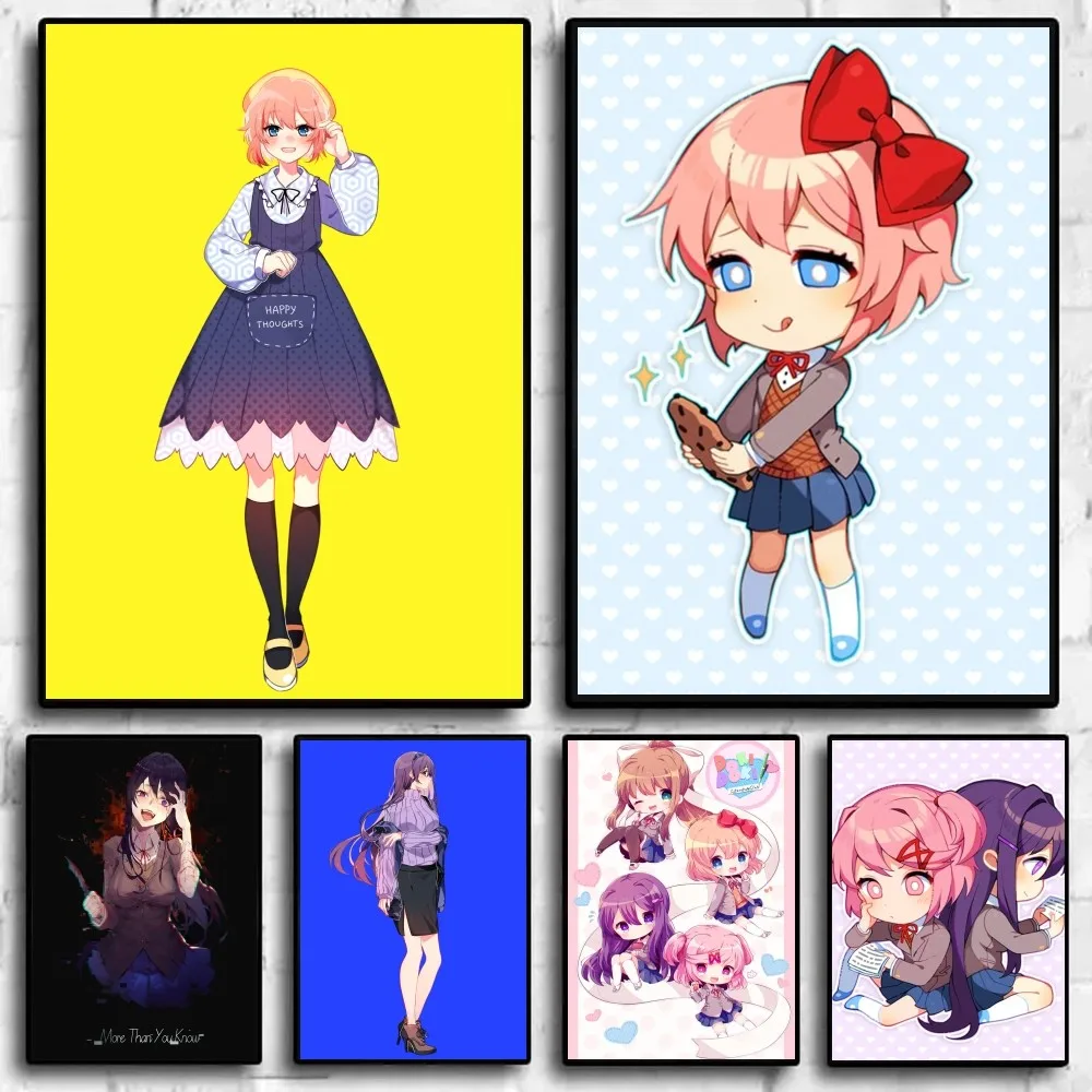 D-Doki Doki Literature C-Club! Poster Sticky Wall Art Printing Waterproof Home Living Bed Room Garage Bar Aesthetic Decor