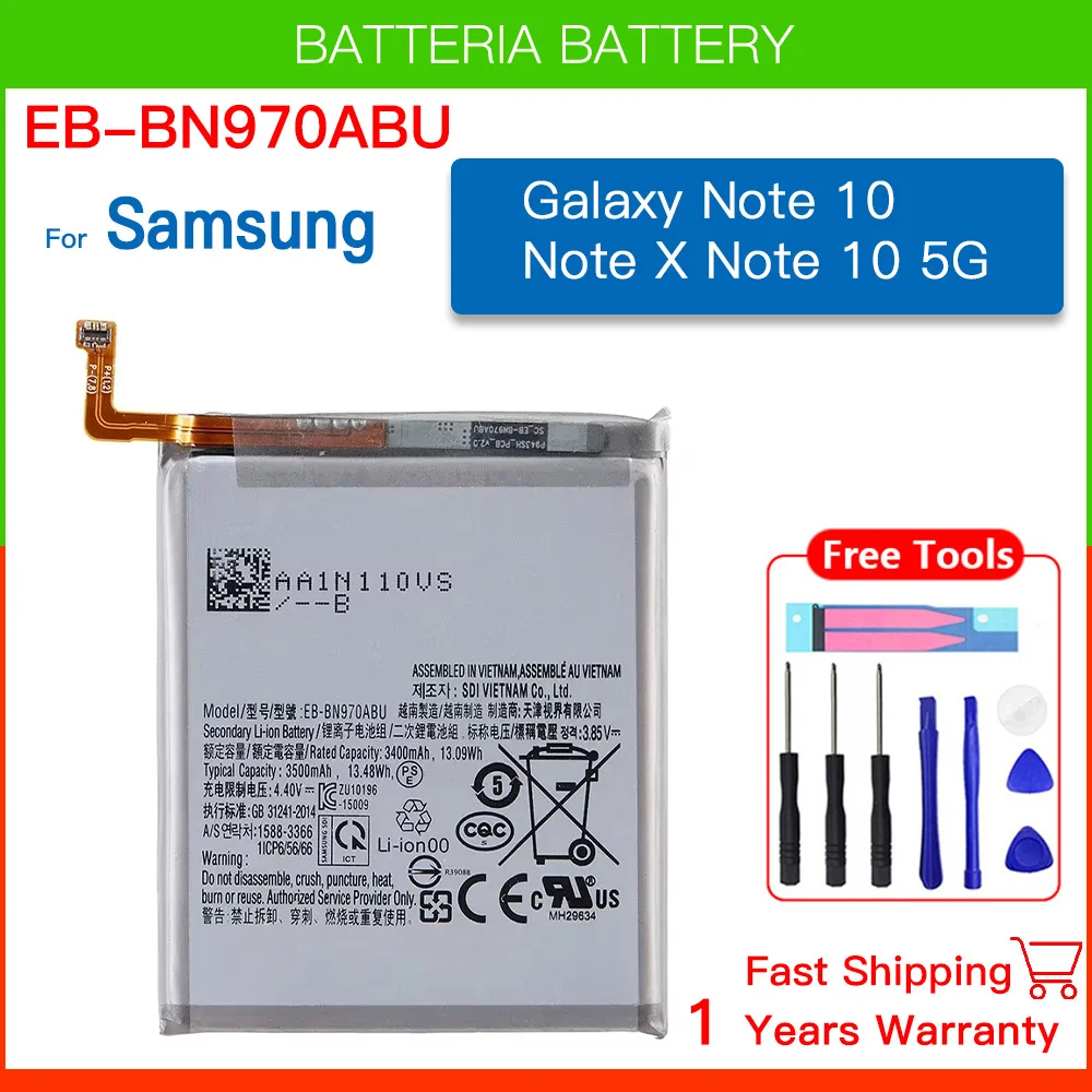 EB-BN970ABU Replacement 3500mAh Battery For Samsung Galaxy Note 10 Note X Note10 NoteX Note10 5G SM-N970 N970W N970F Batteria