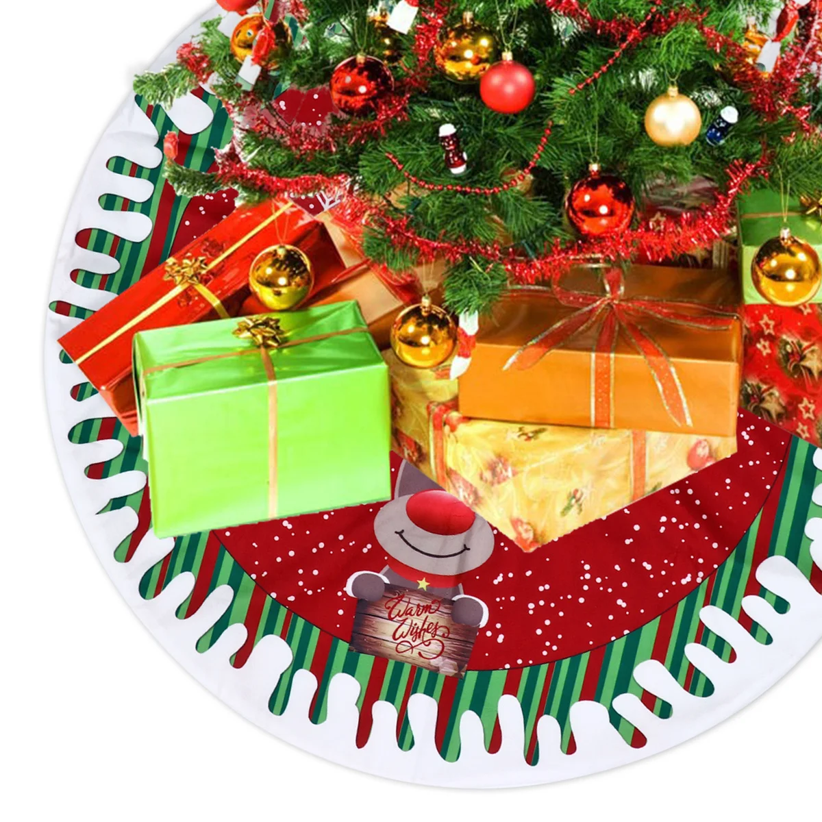 

1Pcs Christmas Tree Deer Skirt Soft Cloth Carpet Xmas Tree Bottom Cover Xmas Decor for Home Store Office Hotel
