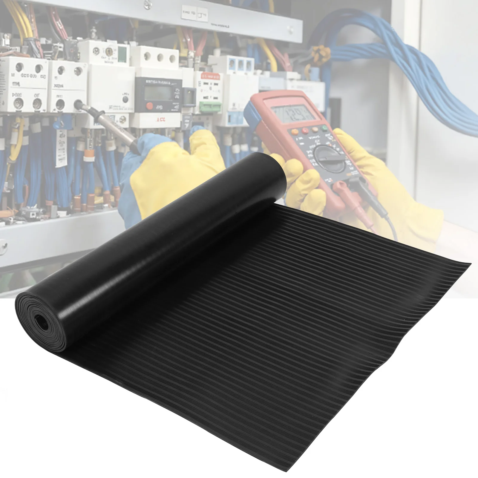 16.4FT غير موصل الكلمة العازلة حصيرة 10KV معزول الجهد العالي الكهربائية سلامة المطاط حصيرة للبناء ومواقع العمل #1