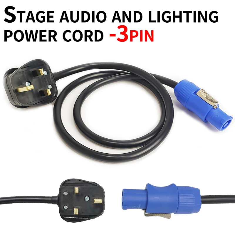 

UK Plug Waterproof 3-Pin Power Cable 3*1.5mm² for Stage Light LED Beam Moving Head, DJ Audio, LED Display Screen