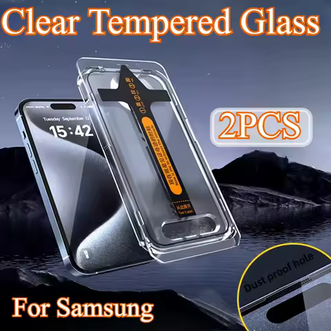 2Pcs Dust free Screen Protector for Samsung S25 S24 S23 S22 Ultra Plus Clear Tempered Glass Film for Samsung S25Edge S24 A56 A55