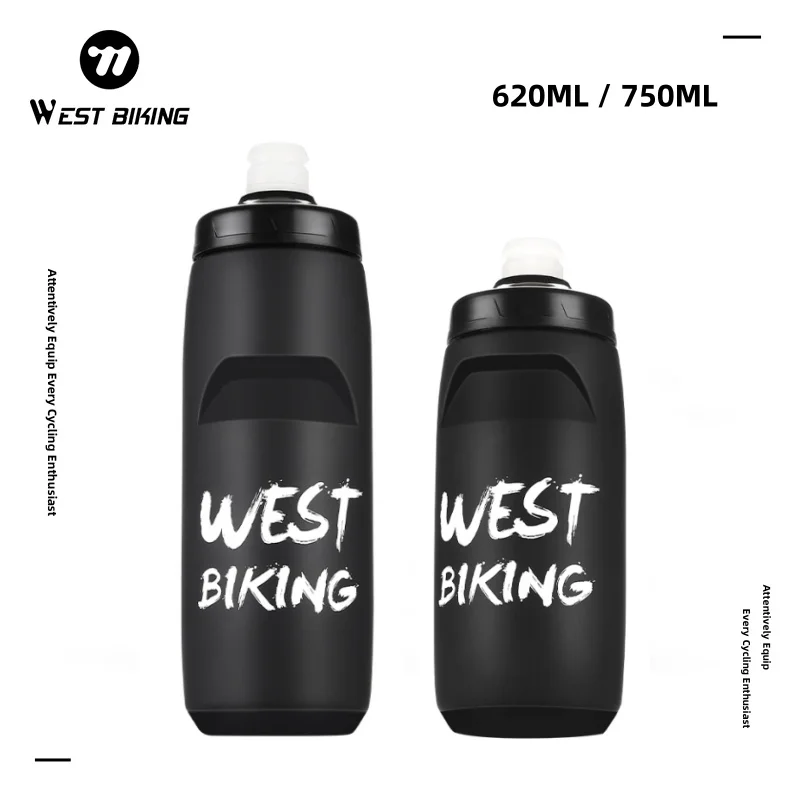 WEST BIKING Cycling Water Bottle 620/750ml Leak-proof Squeezable Taste-free BPA-free PP Camping Hiking Sports Bicycle Kettle