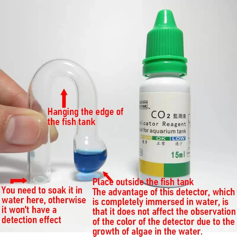 CO2 Fish Tank Diffuse Glass Drop Checker for Co2 Monitor Glass Drop Checker PH Long Term Indicator Monitor Tester Combination