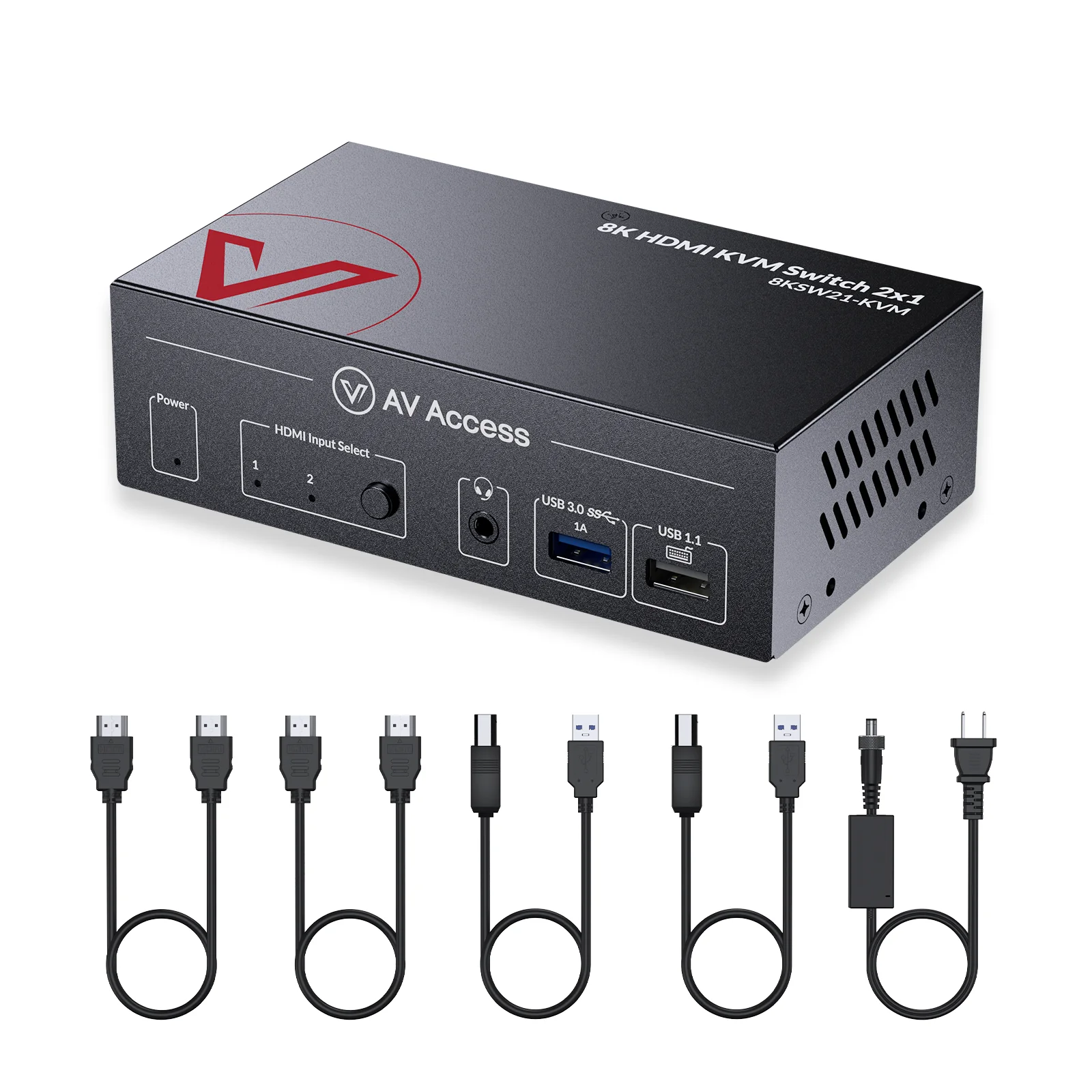 

AV Access 2×1 8K KVM Switch w/ HDMI 2.1 &USB 3.0 Hub, Supports10K@120hz, 8K@120hz, 1080P@240hz&2560×1440@144hz, Ideal for Gaming