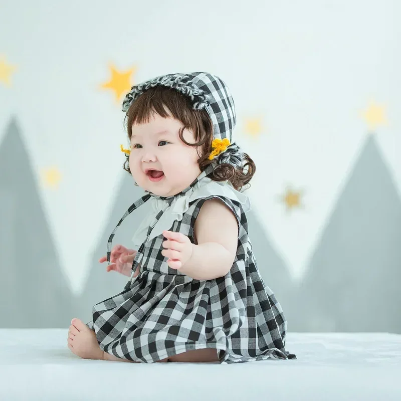 

Реквизит для фотосъемки, комплект детской одежды, платье для маленьких девочек, шляпа, капот, реквизит для фотосессии в студии для младенцев, От 3 до 12 месяцев