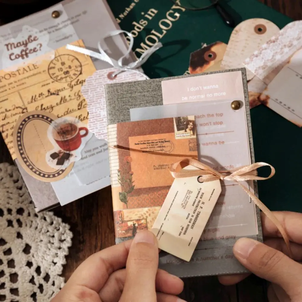 Mr. Paper 4 Styles 200pcs/bag Vintage Coffee Stickers Creative Painting Exhibition Hand Account Decorative Stationery Stickers view 6