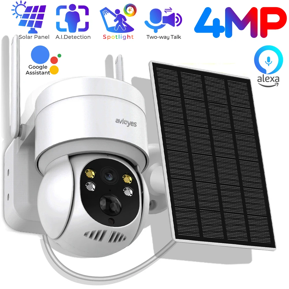 كاميرا PTZ IP خارجية مع لوح شمسي ، واي فاي ، جهاز كشف بشري ، لاسلكي ، بطارية ، لون ، رؤية ليلية ، رؤية ليلية ، 4 ميجابكسل #1
