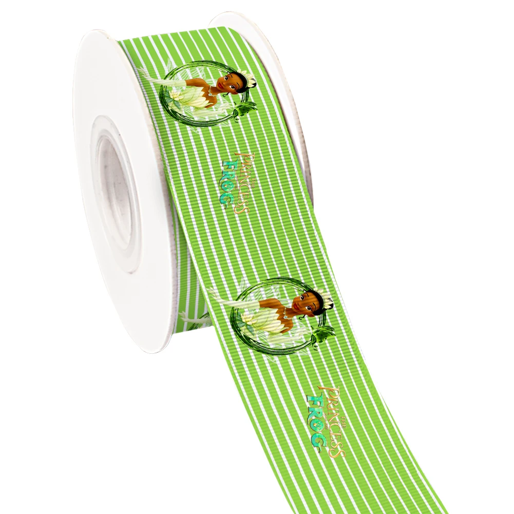 Disney Princess Tiana And The Frog Printed Grosgrain Ribbon for Cheer Bows DIY Girl Headwear Hair Bows 10yards Satin Ribbon