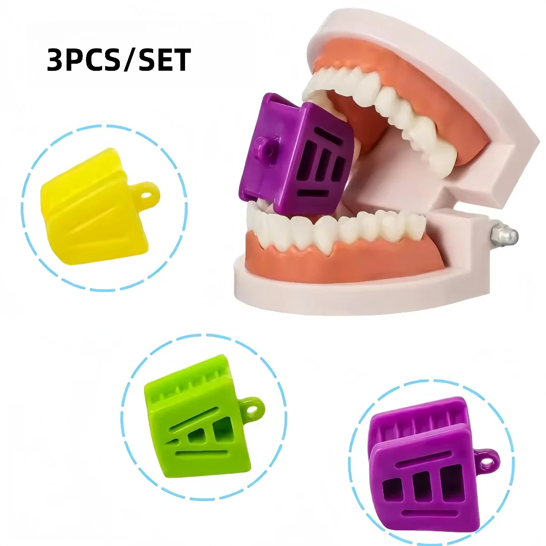 

3 Pcs/Set Dental Mouth Opener Bite Rubber Retractor Teeth Prop S/M/L Occlusal Pad Colored Oral Support Mouth Gag for Dental Use