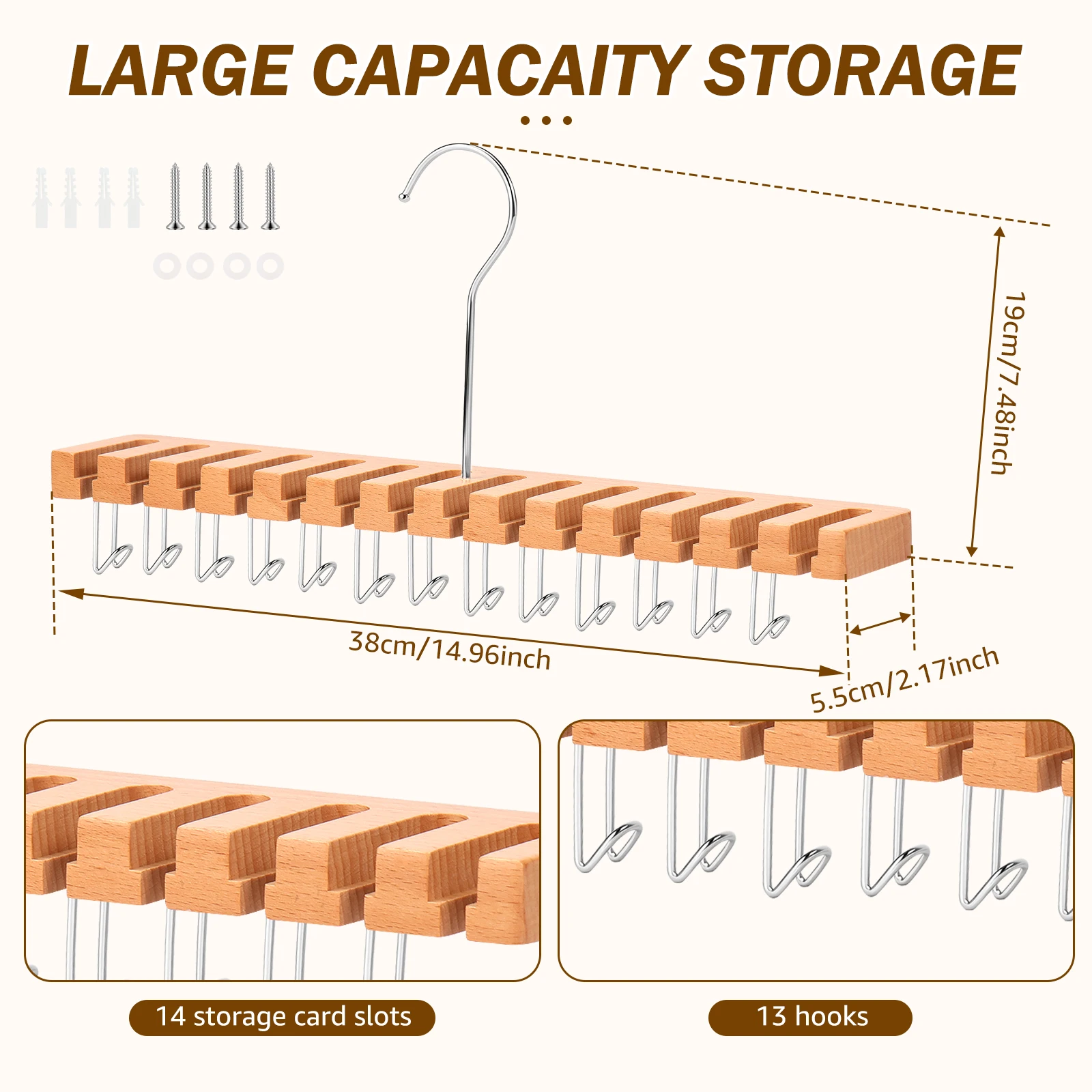 Cabide de cinto de madeira conjunto multiuso roupas roupa interior gravata cinto cabide 13 gancho economia espaço guarda-roupa organizador