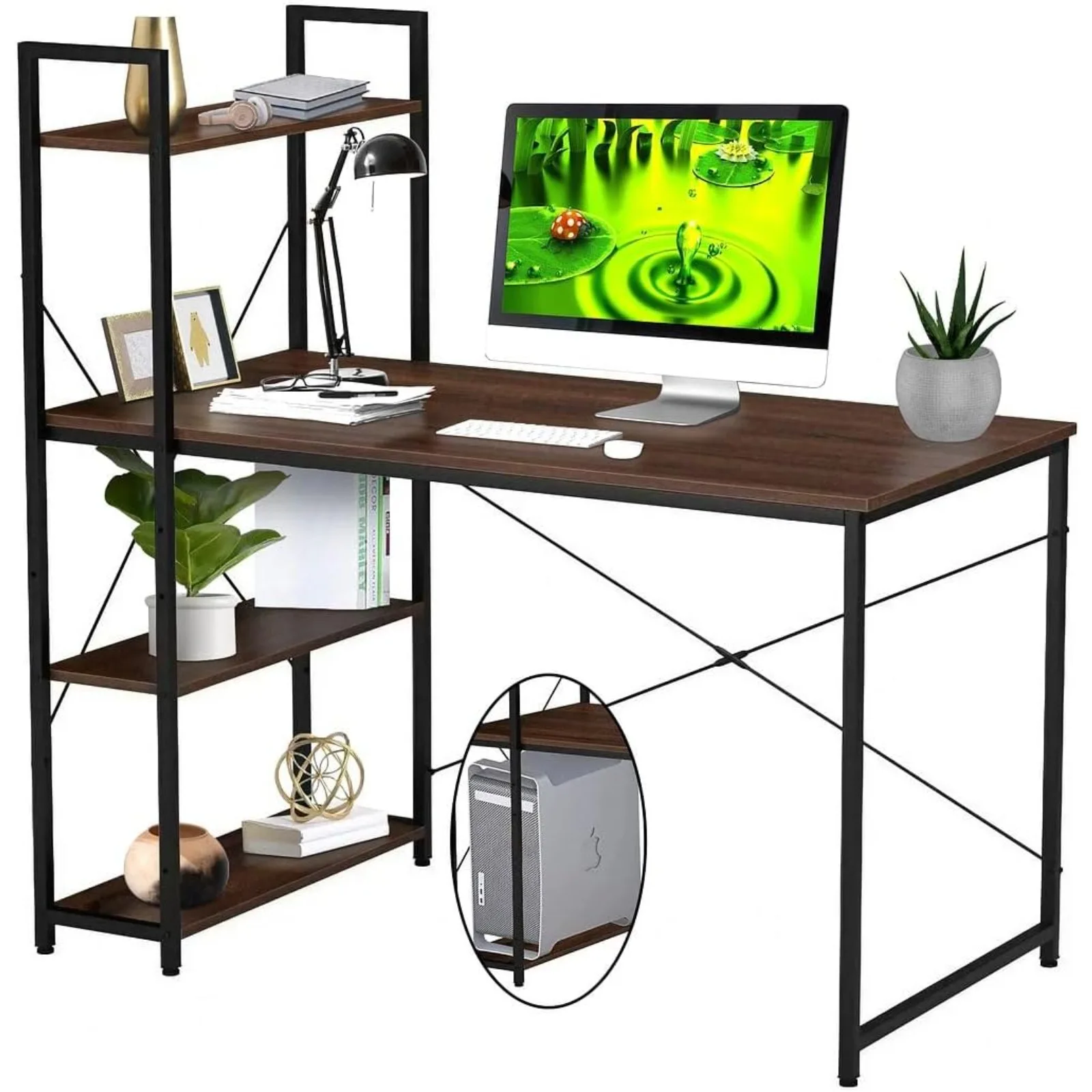 

Computer Desk with Shelves, 47 Inch Writing Table for Home Office, Study Desk with Storage for Work, Writing, and Homework