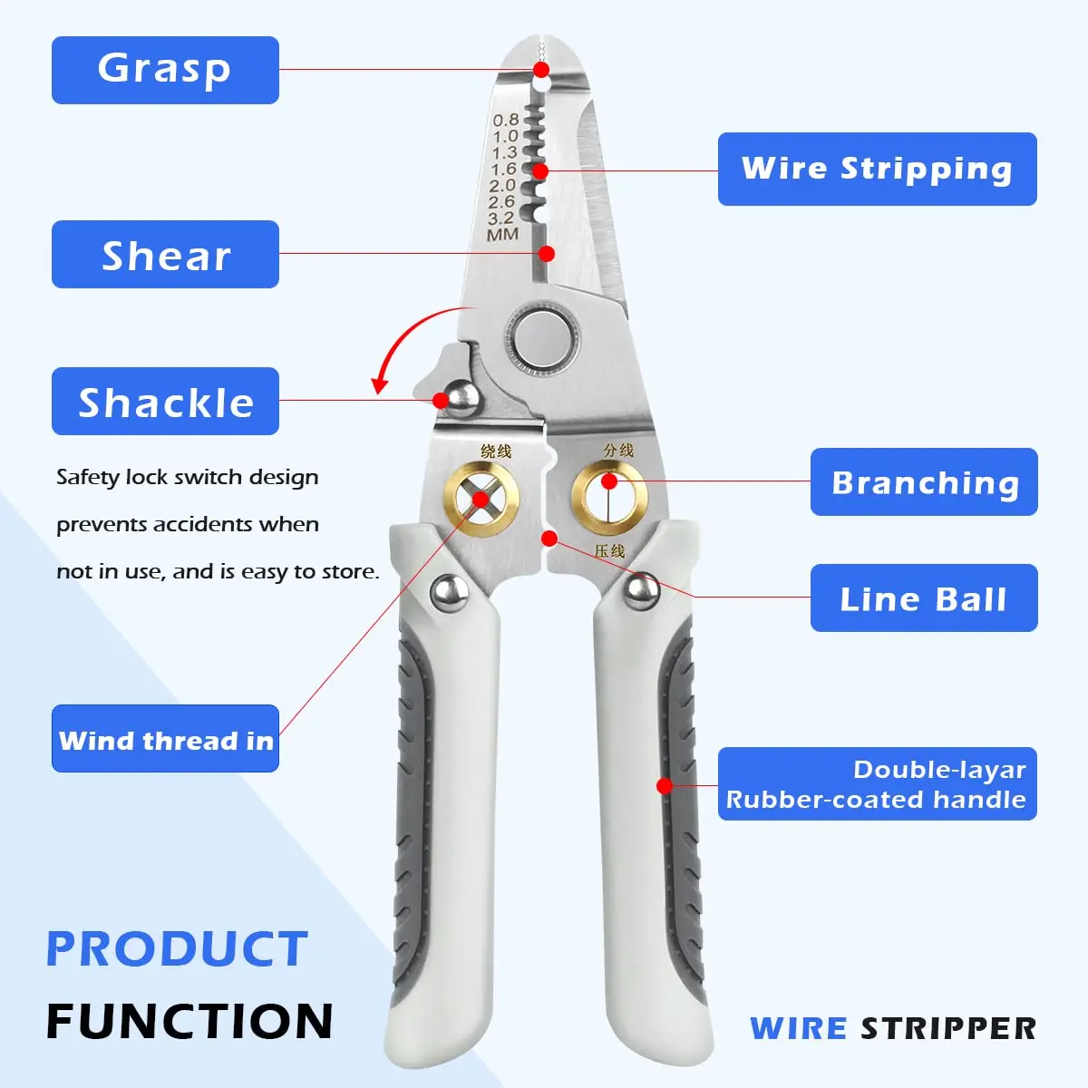 6 In 1 Wire Stripper Special Wire Pliers Tool Electric Cable Stripping Cutting Cable Stripper and Crimping Peeler Hand Tools