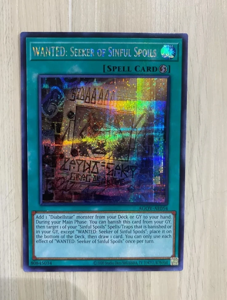 

Yugioh KONAMI Duel Monsters AGOV-AE054 WANTED: Seeker of Sinful Spoils Secret Rare Asian English Collection Mint Card