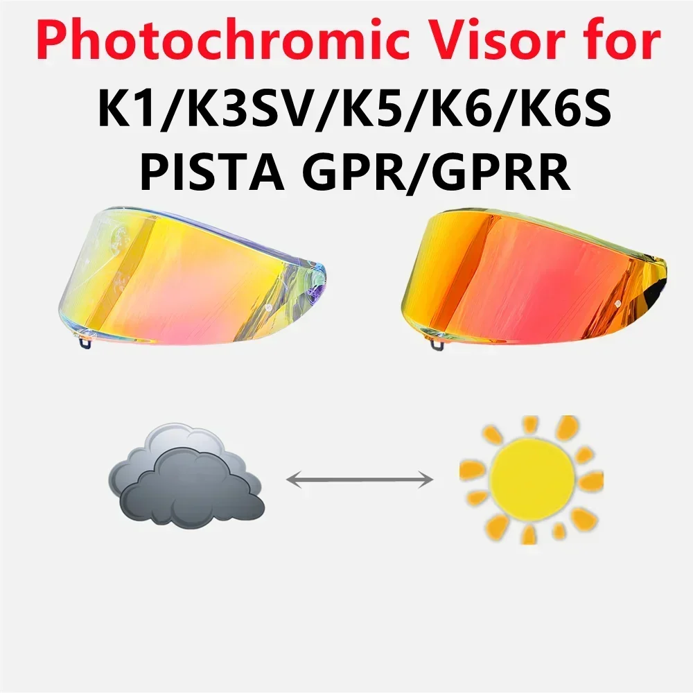 

Photochromic Helmet Shield Visors for AGV K1S/K3SV/K5/K5S/K6/K6S Pista GPR/GPRR CORSA R Visors Visera Casco Moto Parts Capacetes