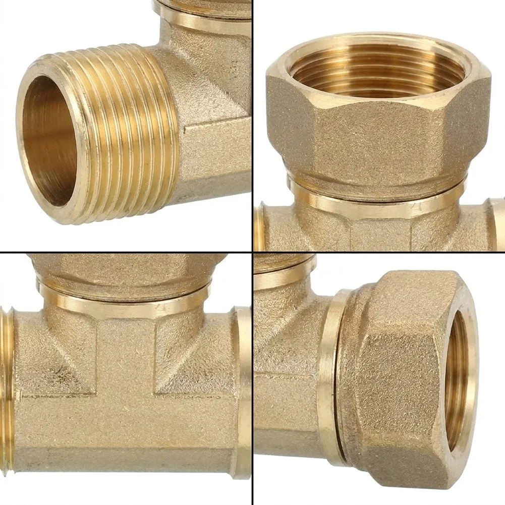 Brass Three-Way Connector Pneumatic Plumbing Copper Fitting For AC Refrigeration Pipes Tee Type Copper Fittings Hardware Tool
