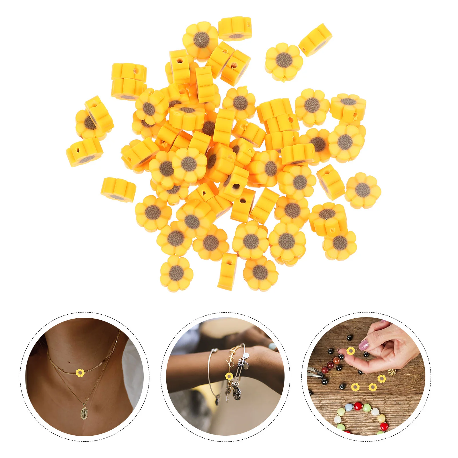 

100 Pcs Flower Pottery Spacer Beads Manual Bracelet DIY Loose Polymer Clay Craft Charms