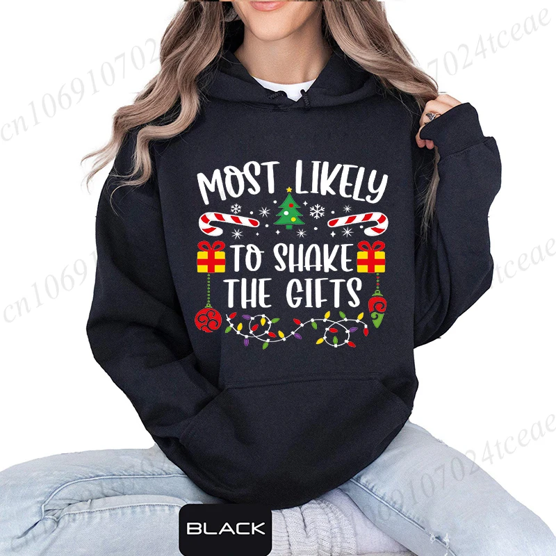 여성용 후드티는 크리스마스 프린트 패션 스웨트셔츠가 가장 확률이 높습니다. 캐주얼한 가족 매칭 스트리트웨어 친구 매칭 후드티