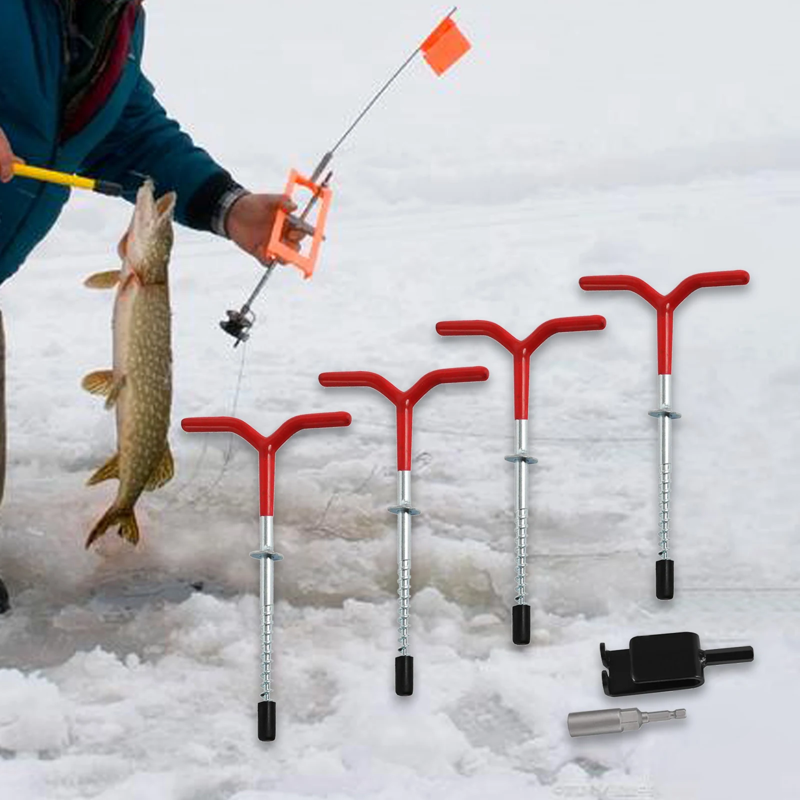 

Набор инструментов для ледового якоря, 1 шт., адаптер для ледяной якорной дрели с 4 резьбовыми шипами, колья для укрытия для зимней рыбалки, универсальный инструмент для зимней рыбалки