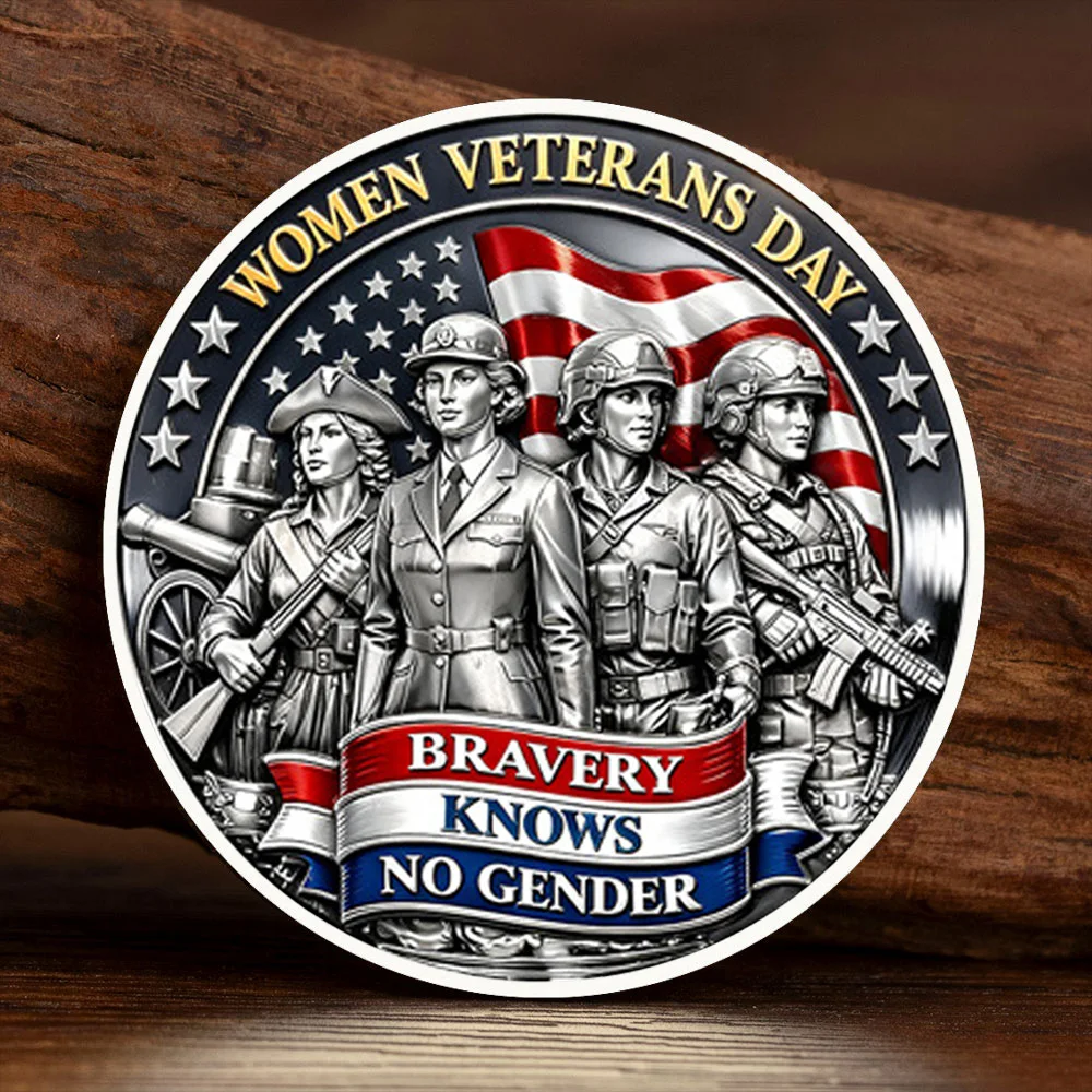 Woman Veteran Day Bravery Knows No Gender Silvery Plated Souvenir Coin June 12 Woman Is Service To America Collection Coin