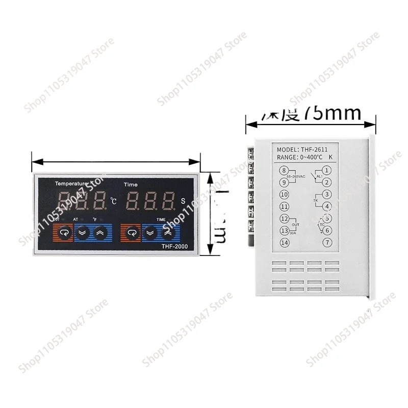 THF-2000 Digital PID Controller K Type Temp & Time Control Relay/SSR AC85-265V