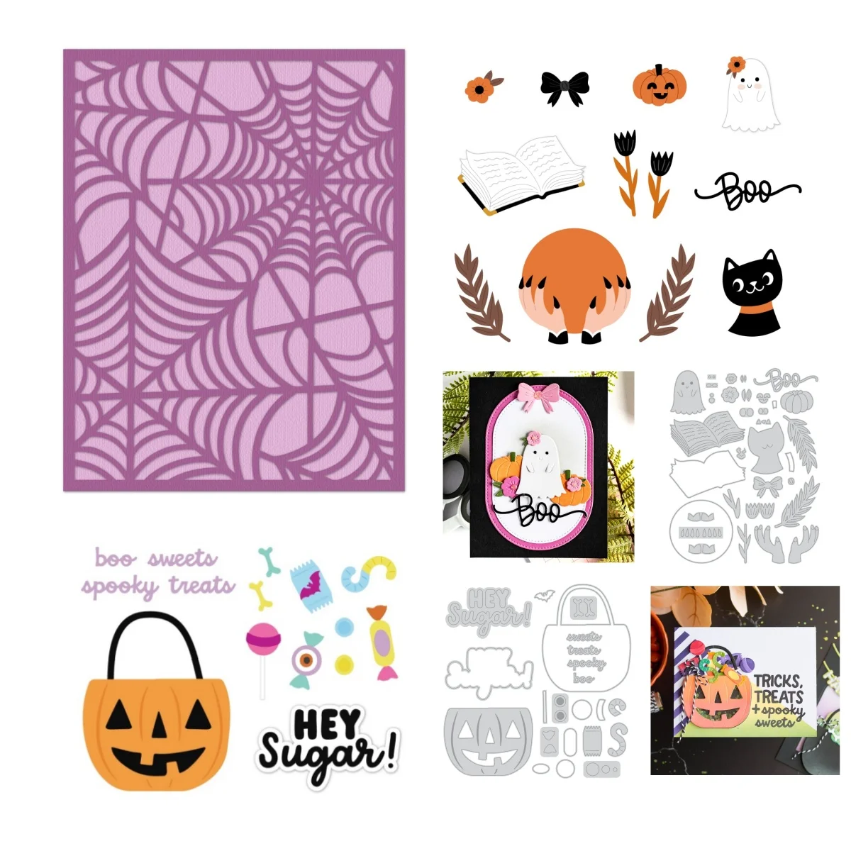 

2025 Halloween Spiderwebs Mystic Boo Hey Sugar Spooky Sweets Metal Cutting Dies for DIY Decorating Scrapbook Paper Card Album
