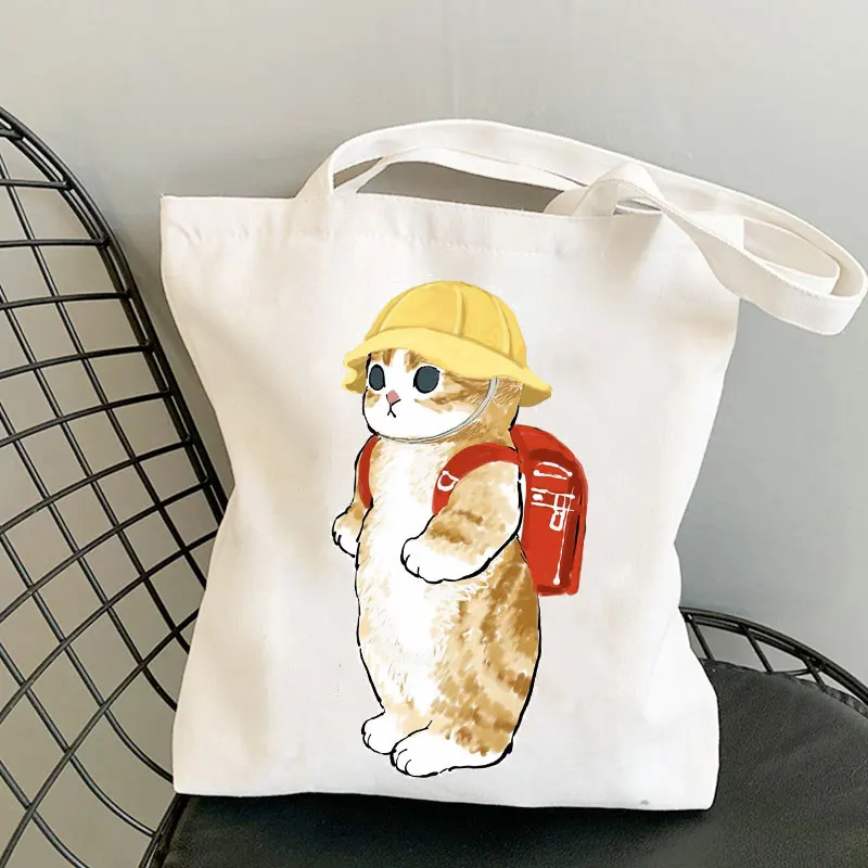 Woman Shopping Bags Kawaii Cats High Capacity Tote Bag Beach Bag Cartoon Manga Shopper Bags Handbags Canvas Shoulder Bags