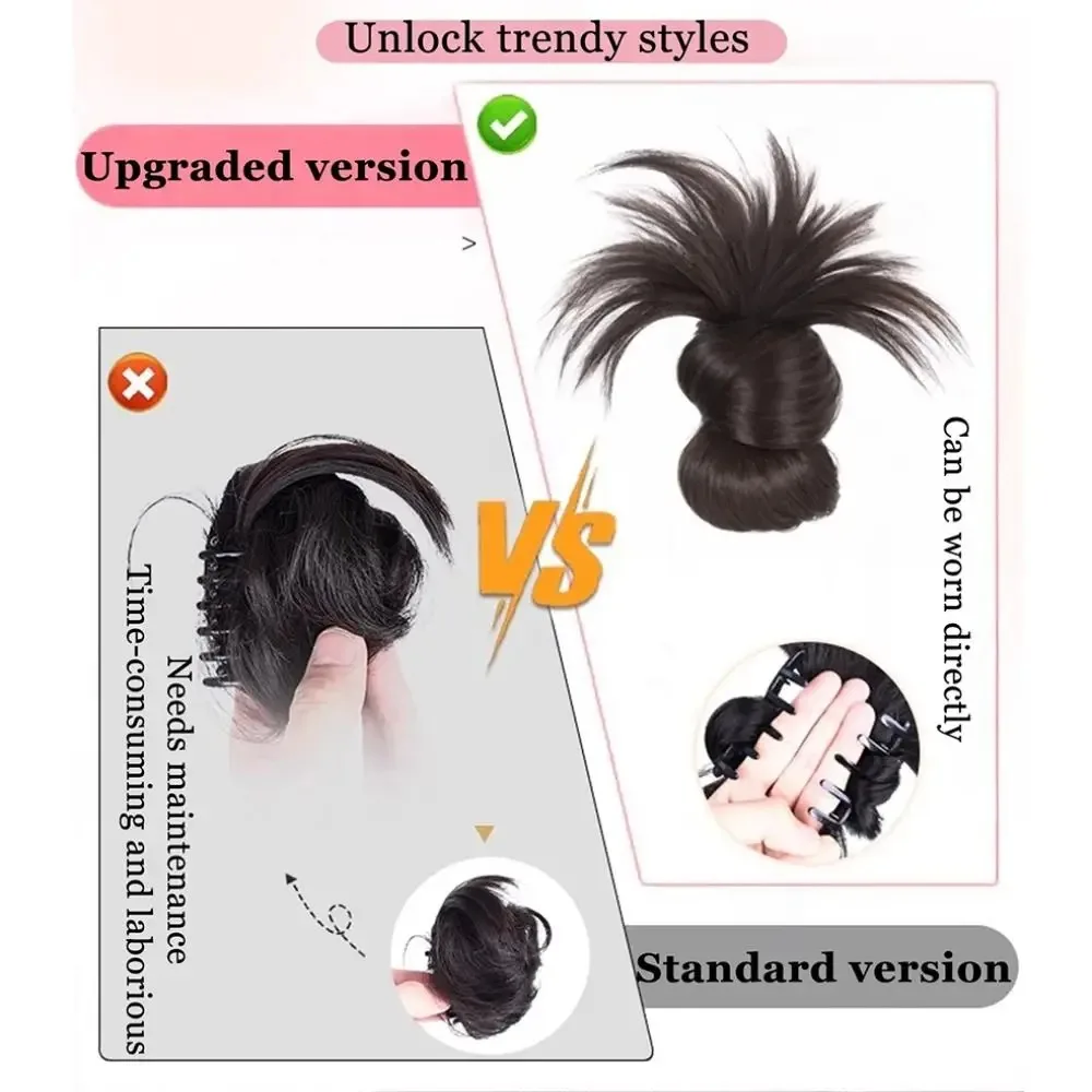 Presilha de Cabelo Sintético para Coque Baixo, Aplique Natural e Volumoso para Mulheres, Ferramenta de Penteado Rápido para Coque, Estilo Diário Fácil e Moderno