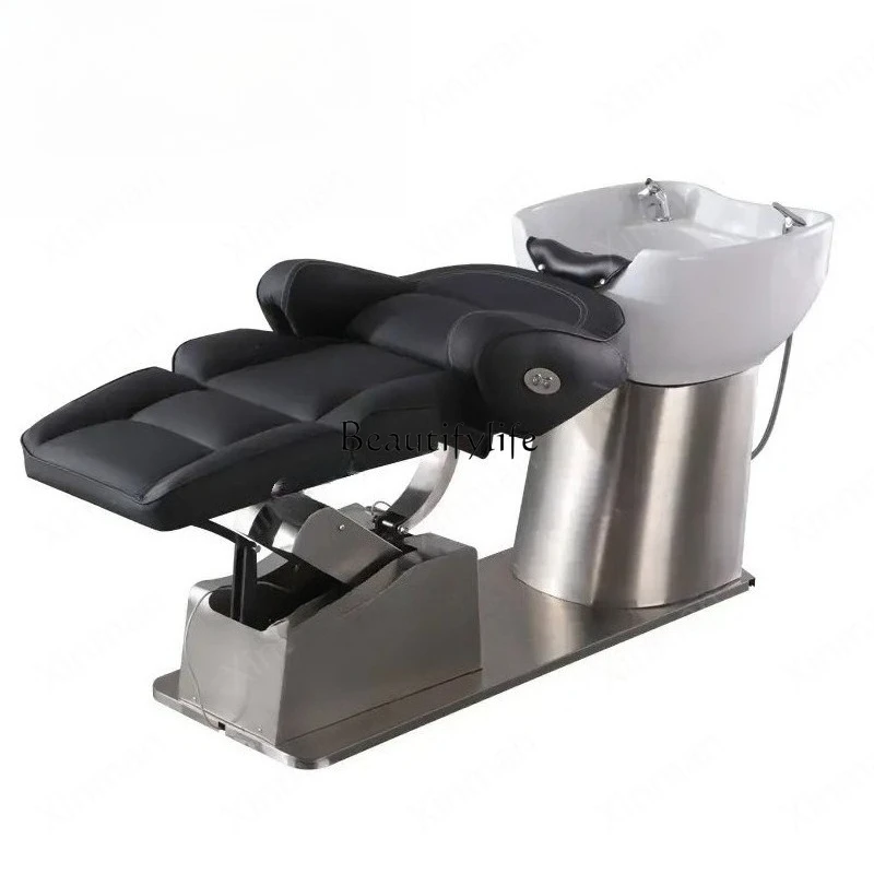 

-Hot Sale Electric Shampoo Chair Lifting Rotary Massage Shampoo Bed Integrated Stainless Steel