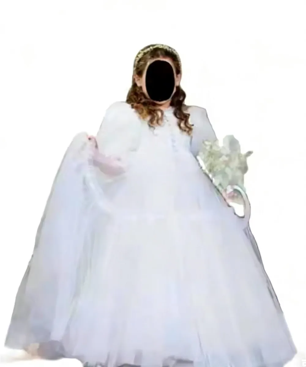 Customized Pleated High Neck Flower Girl Wedding Dress Puffy Princess Birthday Party Dress Bridesmaid First Communion Gown