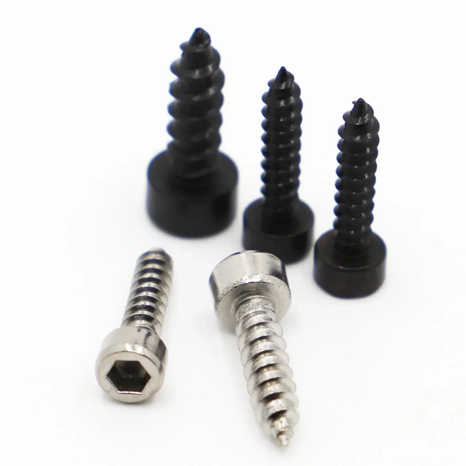 M2 M2.6 M3 M3.5 M4 M5 M6 cabeza hexagonal tornillo autorroscante grado 8,8 negro/tornillos Allen de acero inoxidable para altavoz