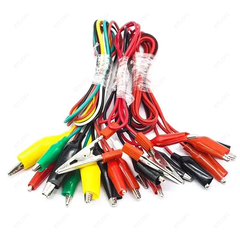 10pcs Color Alligator Clip Electric DIY Small Battery Power Cord Sheath Electric Clamp Double Head Test Clamp 35mm 45mm 55cm