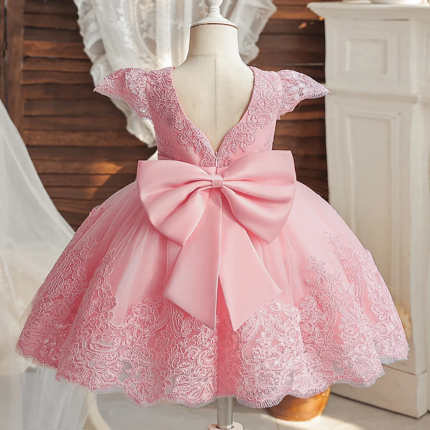 Baby Girls Dress for 1st Birthday Lace Gold Applique Gown for Child\'s Dress Toddler Tulle Dress Flower Girls Dresses for Wedding