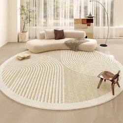 Beige rotondo di grandi dimensioni tappeto stile crema camera da letto tappeti linee minimaliste casa dedicato tappeto Design a righe tappeti di lusso Alfombra